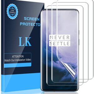 LK 3 Pack Screen Protector Compatible with Oneplus 7 Pro/Oneplus 7t Pro/Oneplus 7 Pro 5G, Ultrasonic Fingerprint Compatible, Flexible TPU Film HD Transparent, Case Friendly