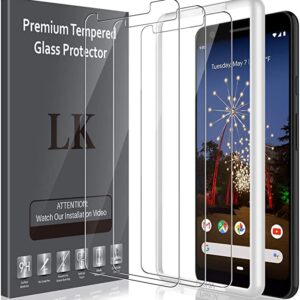 LK 3 Pack Screen Protector Compatible with Google Pixel 3a [Not Fit for Google Pixel 3a XL], HD Transparent, Easy Frame Installation, Tempered Glass, Bubble Free, Anti-Scratch