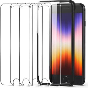 LK Schutzfolie Kompetibel mit iPhone SE 2020, iPhone SE 2022, iPhone 8, iPhone 7, iPhone 6S, iPhone 6, Panzerglas mit Positionierhilfe, 4.7 Zoll, 9H Härte Folie Klar Panzerfolie, Blasenfrei, 4 Stück