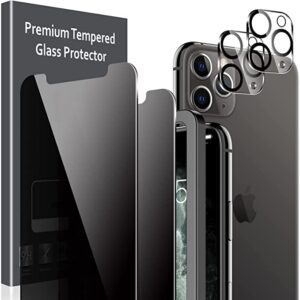LK 4 Stück Sichtschutz Kompatibel mit iPhone 11 Pro Max, 2 Stück Sichtschutz und 2 Stück Kamera Glas 9H Hartglas Blasenfrei Privacy Schutz Doppelter Sichtschutzfolie Schwarz