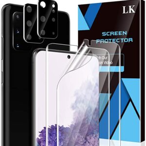 LK 4 Stück Schutzfolie kompatibel mit Samsung Galaxy S20 Plus, Kamera Schutzfolie S20 Plus Folie, Unterstützt Blitzaufnahmen und Fingerabdruck-ID, Weich TPU Displayschutzfolie, Vollständige Abdeckung