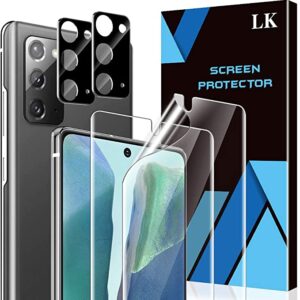 LK 4 Stück Schutzfolie kompatibel mit Samsung Galaxy Note 20, Kamera Folie und Galaxy Note 20 Folie, Unterstützt Blitzaufnahmen und Fingerabdruck-ID, TPU Displayschutz, Vollständige Abdeckung