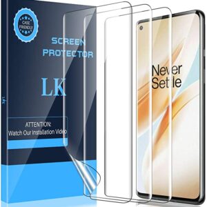 LK 3 Pack Screen Protector Compatible with OnePlus 8 6.5-inch, Ultrasonic Fingerprint Compatible, Flexible TPU Film HD Transparent, Case Friendly