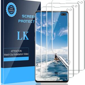 LK 3 Pack Screen Protector Compatible with Samsung Galaxy S10 Plus / S10+, Ultrasonic Fingerprint Compatible, Flexible Film HD Transprent, Case Friendy