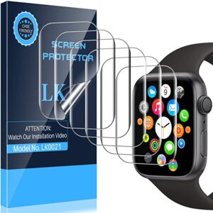 LK 6 Pack Screen Protector Compatible with Apple Watch 40mm Series 6 SE Series 5 Series 4 and Apple Watch 38mm Series 3, Model No. LK0021, Bubble-Free, Flexible TPU Film