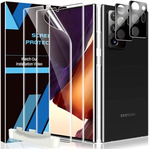 LK 4 Stück Schutzfolie Kompatibel mit Samsung Galaxy Note 20 Ultra, 2 Stück Note 20 Ultra Folie und 2 Stück Kamera Panzerglas, Fingerabdruck-ID unterstützen Blasenfreie Klar HD Weich TPU