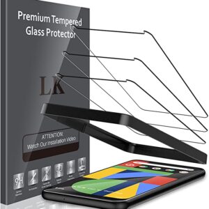 LK 3 Pack Screen Protector Compatible with Google Pixel 4 Tempered Glass, Easy Frame Installation, 9H hardness, Case Friendly