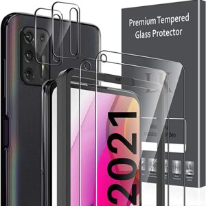 [2+2 Pack] LK 2 Pack Screen Protector + 2 Pack Camera Lens Protector Compatible with Moto G Stylus 2021, Tempered Glass, [Not for Moto G Stylus 2020 / Moto G Stylus 5G], Case Friendly, Bubble Free