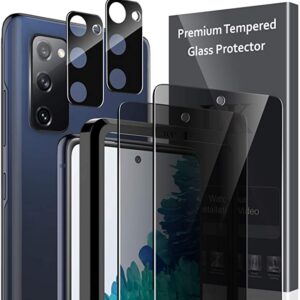 LK 2 Pack Peep-Proof Screen Protector + 2 Pack Camera Lens Protector Compatible with Samsung Galaxy S20 FE 5G, Not Support Fingerprint Sensor, 9H Tempered Glass, Privacy Screen Protectors for S20 FE