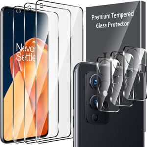6 Pack LK 3 Pack Screen Protector + 3 Pack Tempered Glass Camera Lens Protector Compatible with OnePlus 9 Tempered Glass, Not Fit For OnePlus 9 Pro, HD Ultra-Thin