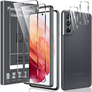 LK 4 Stücke Schutzfolie Kompatibel mit Samsung Galaxy S21 Panzerglas und S21 5G,2 Schutzfolie und 2 Kamera Panzerglas, 9H Härte Panzerglasfolie, HD Klar Displayschutz, Kratzen Blasenfrei