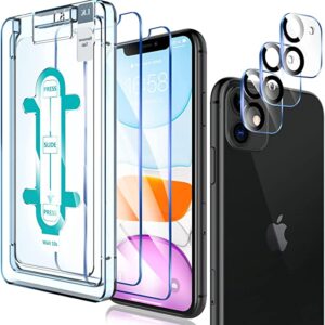 6 Pack LK 3 Pack Screen Protector with 3 Pack Camera Lens Protector Compatible with iPhone 11 6.1-inch, Tempered Glass, Case Friendly, Easy-Installation Tool, 9H Hardness