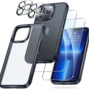 LK für iPhone 13 Pro Hülle,Nie Vergilbung, Schutz in Militärqualität, Handyhüllen Kit mit 2 Schutzfolie & 2 Kamera Schutzfolie, Hard PC Back and Soft Silicone TPU Edge - Transluzent Matte Schwarz