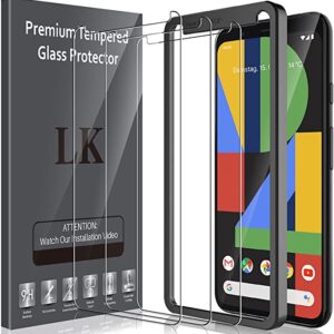 LK 3 Pack Screen Protector Compatible with Google Pixel 4 XL Tempered Glass, Easy Frame Installation, 9H hardness, Case Friendly