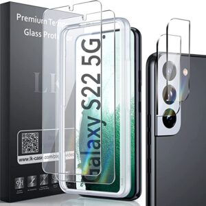 LK Schutzfolie Panzerglas für Samsung Galaxy S22 Panzerglas 5G, 2 Schutzfolie und 2 Kamera Panzerglas, Panzerglasfolie, Folie,9H HDKlar Displayschutz, Kratzen Rahmen Installationshilfe, 4 Stücke