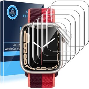LK 6 Pezzi Compatibile con Apple Watch Series 7 45mm Pellicola Protettiva, Sensibile al Tatto, Senza Bolle, HD Trasparente TPU Pellicola Protettivo con Kit D'Installazione