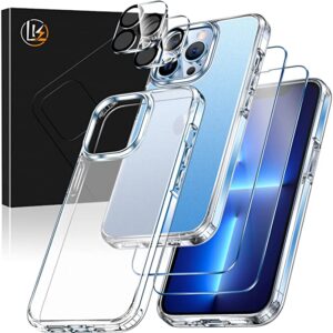 LK für iPhone 13 Pro Hülle,Nie Vergilbung, Schutz in Militärqualität, Handyhüllen Kit mit 2 Schutzfolie & 2 Kamera Schutzfolie, Hard PC Back and Soft Silicone TPU Edge - Transluzent Matte