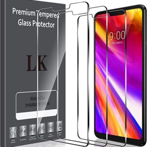 LK 3 Pack Screen Protector Compatible with LG G7 Thinq Tempered Glass 9H hardness, HD Transparent, Case Friendly, Not Fit For LG V40/V50 ThinQ -NE3368