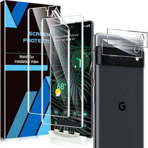 LK 4 Stück Schutzfolie Kompatibel mit Google Pixel 6 Pro, 2 Stück Kamera Panzerglas und 2 Stück Folie , Blasenfreie Weich TPU Displayschutzfolie Vollständige Abdeckung Fingerabdruck- unterstützen