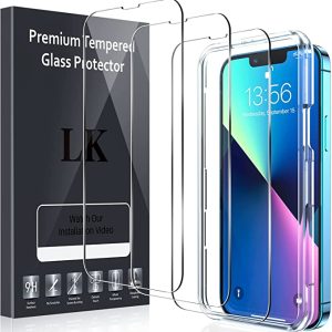 LK 3 Pack Screen Protector compatible with iPhone 13 and iPhone 13 Pro 6.1 Inch, 9H HD Clear Scratch Full Screen Tempered Glass for iPhone 13 glass screen protector, Bubble-Free Easy Installation