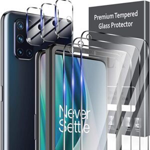 6 Pack LK 3 Pack Screen Protector + 3 Pack Camera Lens Protector Compatible with OnePlus Nord N10, Tempered Glass, HD Ultra-Thin, Alignment Frame, Easy Installation, Case-Friendly, Anti-Scratch
