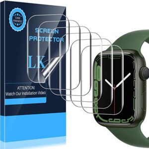 LK 6 Pack Screen Protector Compatible with Apple Watch 45mm Series 7 /Apple Watch 44mm Series 6, Model NO.KO4721 Japanese Material, Bubble-free, Flexible TPU Film
