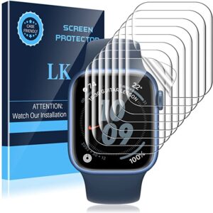 LK Compatibile con Apple Watch SE Series 7 45mm Series 6 44mm Pellicola Protettiva,8 Pezzi,Sensibile al Tatto, Senza Bolle, HD Trasparente TPU Pellicola