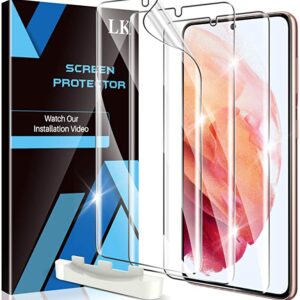 LK 3 Stück Schutzfolie Kompatibel mit Samsung Galaxy S21 und S21 5G, Klar HD Weich TPU Displayschutzfolie Fingerabdruck-ID unterstützen Blasenfreie