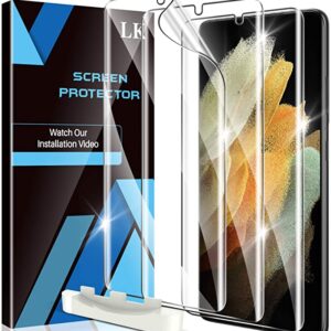 LK 3 Stück Schutzfolie Kompatibel mit Samsung Galaxy S21 Ultra und S21 Ultra 5G, Klar HD Weich TPU Displayschutzfolie Fingerabdruck-ID unterstützen Blasenfreie
