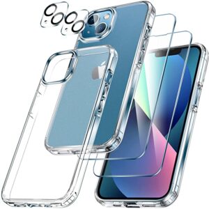 LK für iPhone 13 Hülle,Nie Vergilbung, Schutz in Militärqualität, Handyhüllen Kits mit 2 Schutzfolie & 2 Kamera Schutzfolie, Hard PC Back and Soft Silicone TPU Edge - Transluzent Matte
