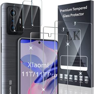 LK 3+3 Pezzi Vetro Temperato Compatibile con Xiaomi MI 11T/11T Pro 5G, 3 Pezzi Pellicola Protettiva e 3 Pezzi Pellicola Fotocamera, Durezza 9H, HD Schermo Pellicola, Con Strumenti di Installazione