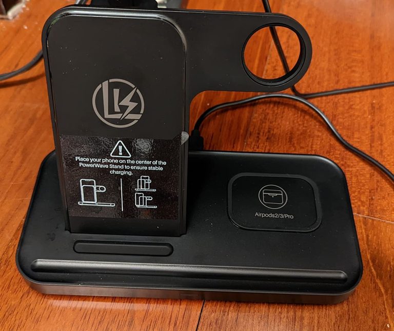 The LK100 wireless charger stand can charge 3 devices at a time
