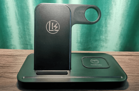 The LK100 wireless charger stand can charge 3 devices at a time