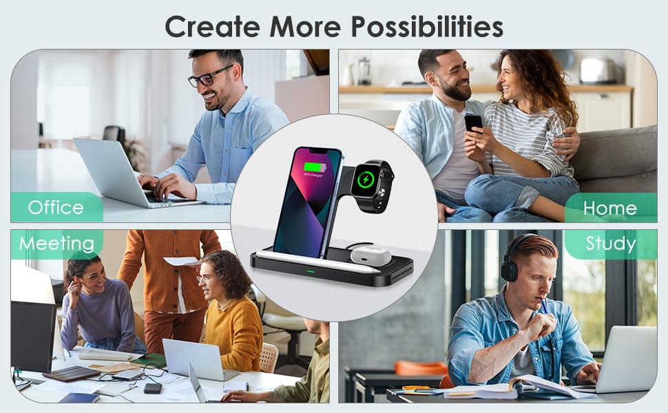 The LK100 wireless charger stand can charge 3 devices at a time
