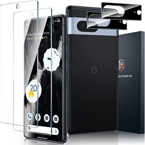 LK 3 Pack Compatible with Google Pixel 7 Screen Protector Tempered Glass with 2 Pack Camera Lens Protector [New Version] [Fingerprint Unlock Compatible] HD Screen Protector for Pixel 7, Bubble Free