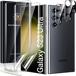 LK TPU Schutzfolie für Samsung Galaxy S23 Ultra, mit 2 Stück Panzerfolie und 2 Kameraschutz, Blasenfreie Weich TPU Folie, HD Vollständige Abdeckung