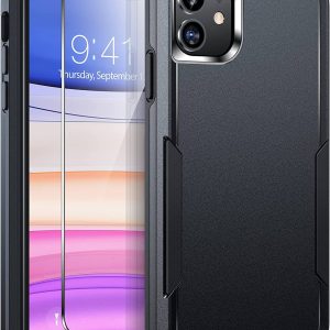 LK Case for iPhone 11 with Tempered Glass Screen Protector[Military Grade Drop Tested] Matte-Finish, All-Round Protection, Shockproof, Anti-Scratches Kit 6.1 Inches