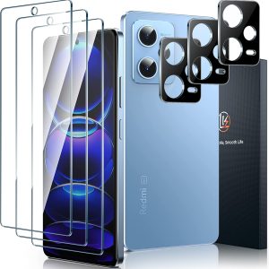 LK 3+3 Stück Panzer Schutz Glas für Xiaomi Redmi Note 12 Pro 5G/12 Pro Plus 5G Schutzfolie, 3 Panzerfolie und 3 Kameraschutz, Bruchsicher Kratzfest 9H Härte Schutzglas, Anti-Fingerabdruck HD Folie