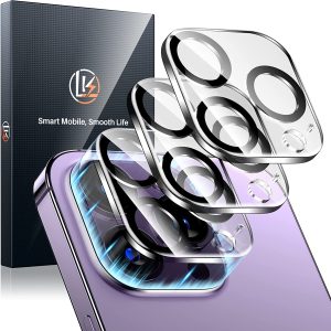 LK Camera Lens Protector 3 Pack for iPhone 14 Pro and iPhone 14 Pro Max, Anti-Scratch, Does Not Affect Night Shots, Easy Install, 9H Hardness Tempered Glass Camera Cover HD Clear