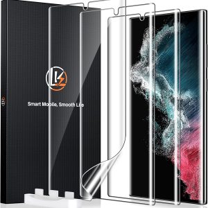 LK [3 Pack for Samsung Galaxy S22 Ultra Screen Protector [Not Glass] [Support Fingerprint Unlock] Bubble Free, with Easy Installation Tool, 3D Curved Max Coverage for S22 Ultra 6.8-inch
