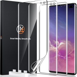 LK [3 Pack for Samsung Galaxy S10 Plus Screen Protector [Not Glass] [Support Fingerprint Unlock] Bubble Free, with Easy Installation Tool, 3D Curved Max Coverage for S10 Plus 6.4-inch