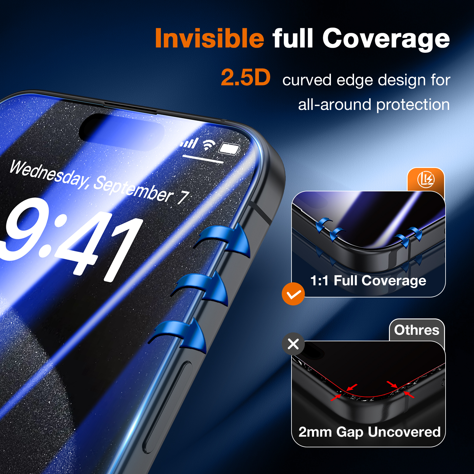 LK für iPhone 15 Pro Panzerglas, Staubfreie 1-Schritt-Montage, Full Coverage HD Displayschutz, blasenfrei, kratzfest, bruchsicher, Anti-Fingerabdruck, kompatibel mit Hülle, 2 Stück - Image 6