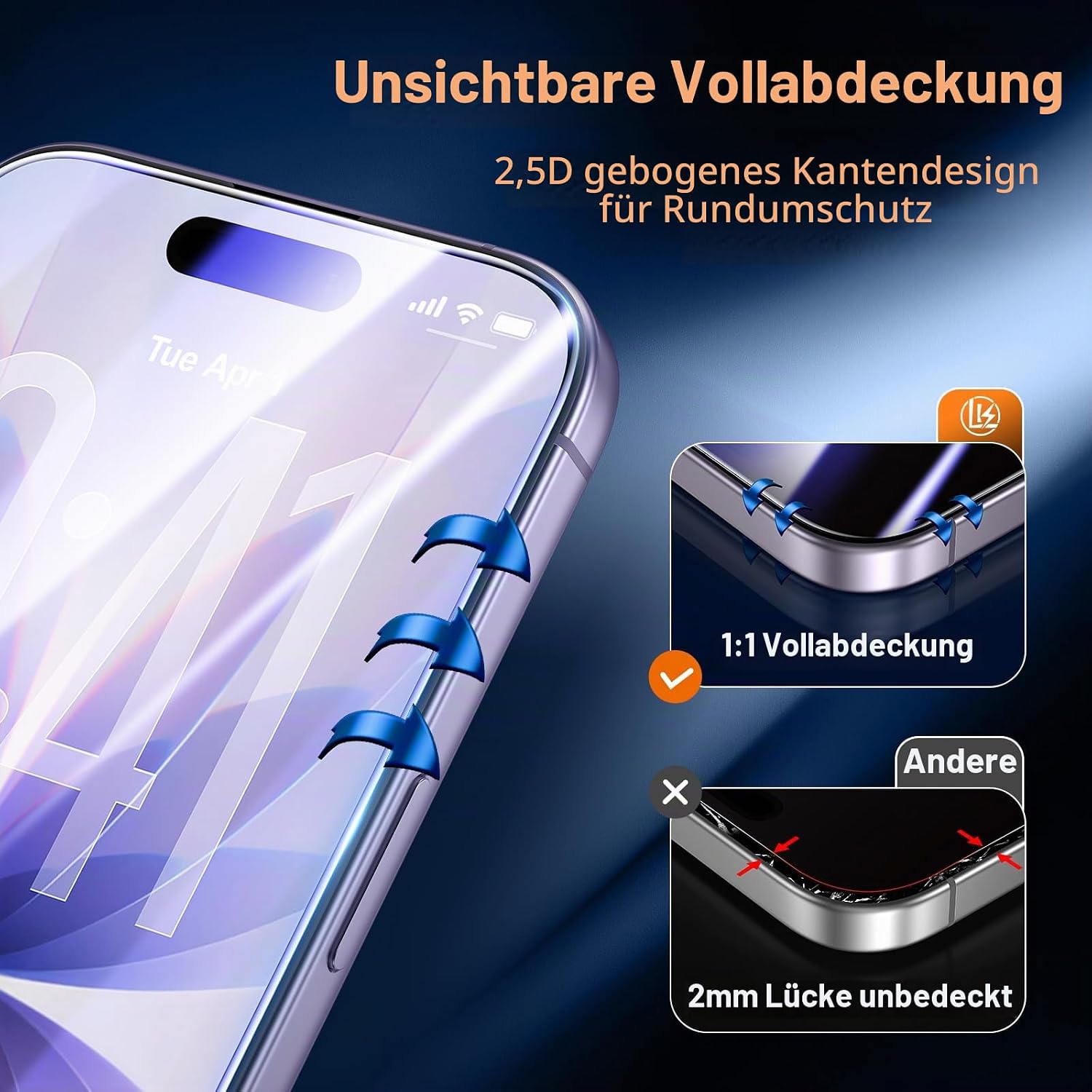 LK für iPhone 17 Panzerglas, Staubfreie 1-Schritt-Montage, Full Coverage HD Displayschutz, blasenfrei, kratzfest, bruchsicher, Anti-Fingerabdruck, kompatibel mit Hülle, 2 Stück - Image 2