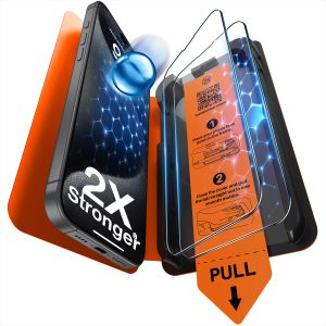 LK für iPhone 15 Pro Panzerglas, Staubfreie 1-Schritt-Montage, Full Coverage HD Displayschutz, blasenfrei, kratzfest, bruchsicher, Anti-Fingerabdruck, kompatibel mit Hülle, 2 Stück