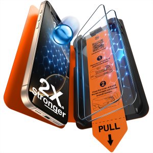 LK für iPhone 16 Pro Panzerglas, Staubfreie 1-Schritt-Montage, Full Coverage HD Displayschutz, blasenfrei, kratzfest, bruchsicher, Anti-Fingerabdruck, kompatibel mit Hülle, 2 Stück