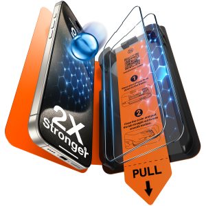 LK für iPhone 15 Pro Max Panzerglas, Staubfreie 1-Schritt-Montage, Full Coverage HD Displayschutz, blasenfrei, kratzfest, bruchsicher, Anti-Fingerabdruck, kompatibel mit Hülle, 2 Stück